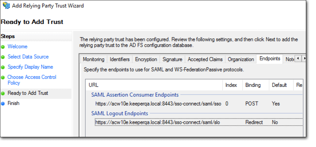 SAML Logout Endpoints