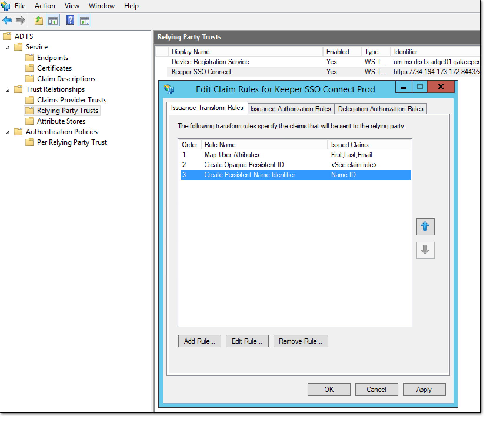 Set Outgoing claim and name ID format